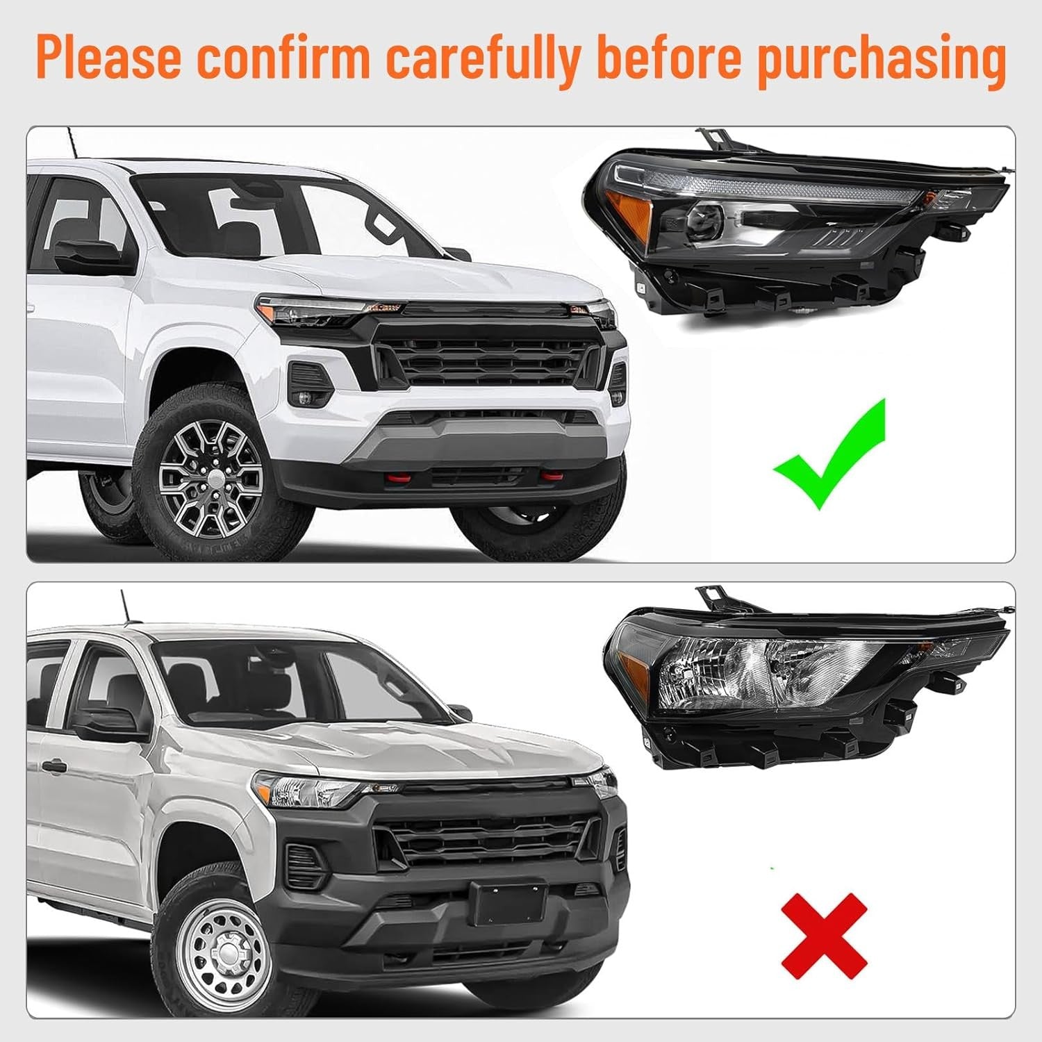 FULL LED Headlight Assembly For 2023-2025 for Chevrolet Colorado Driver/Passenger