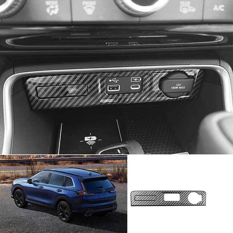for Honda CR-V 2023-2024 Carbon Fiber style Console Cigarette Lighter Panel trim
