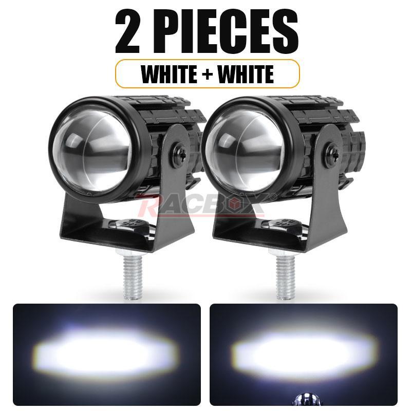 2PC LED Motorcycle ATV Headlight WhiteWhite Hi/Lo Spot Light Driving Fog Lamp