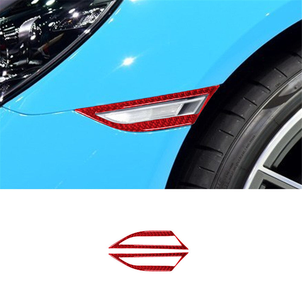 2x Red Carbon Fiber Front Window Pillar A Cover Trim For Model 3/Y 2017-22 v