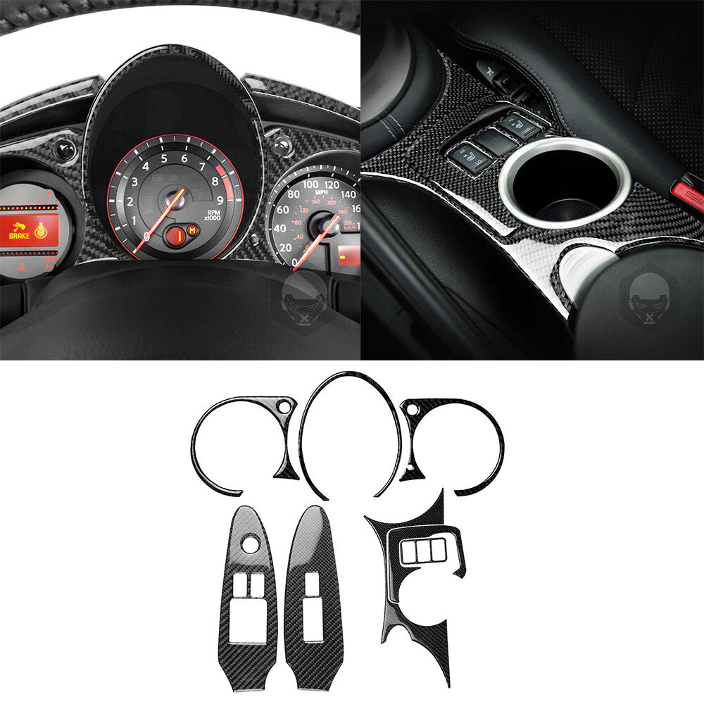 8PCS for Nissan 370Z 2009-20 Carbon Fiber Dashboard Interior Set Kit Trim Cover