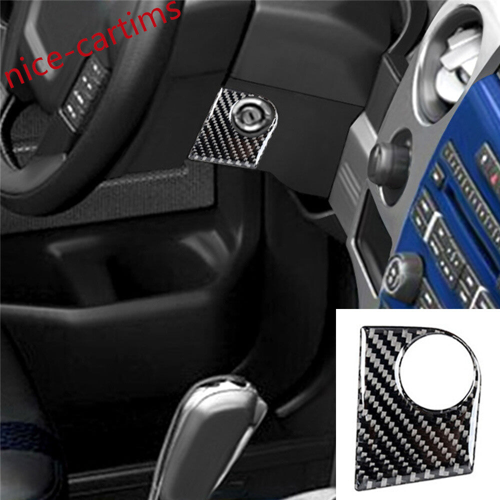 Soft Carbon Fiber Car Keyhole Jack Ignition Switch Cover for Ford F150 2009-2014
