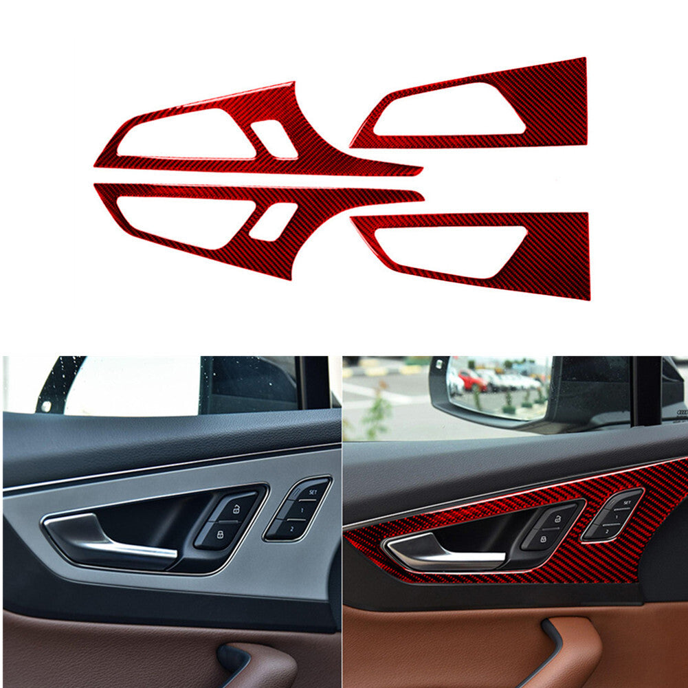 3X Red Central CD Player Panel Trim Cover Carbon Fiber for Audi A4 S4 2007-2008 v