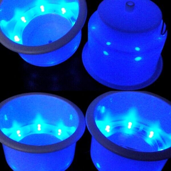 4-piece plastic cup holder for motorhomes, RVs, campervans, and campervans - 8 LED blue light n