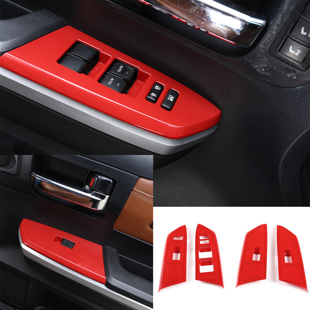 4-Piece Matte Black Window Lift Switch Trim Cover Trim for Tundra 2022-2023- v