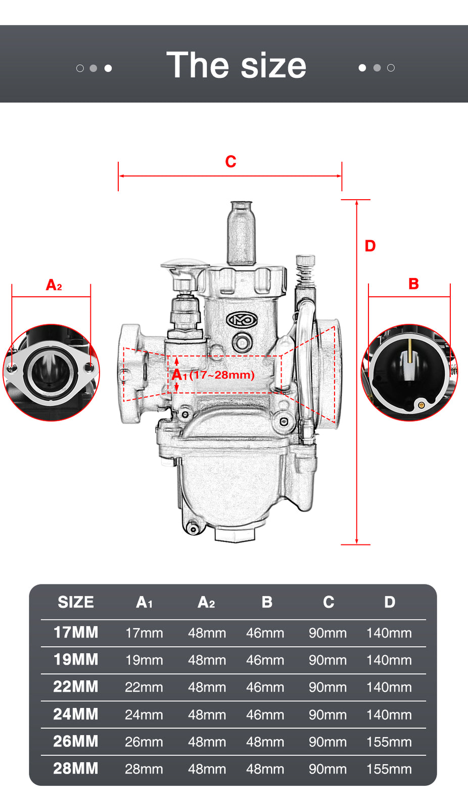 Motorcycle PE 26mm Carburetor Carb High Performance 200cc for Pit Dirt Bike ATV Q
