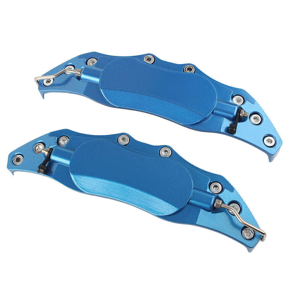 2x Car 3D Style Metal Brake Caliper Covers Universal Front & Rear Large Blue Q