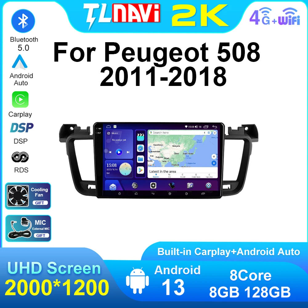 Android Car Radio for PEUGEOT 508 2011-2018 GPS Stereo Multimedia CarPlay Screen