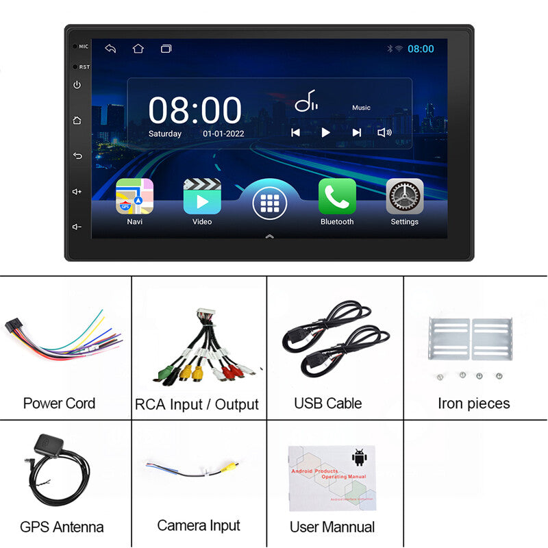 7-inch 2DIN CarPlay stereo radio, Android 12 touchscreen, WIFI, GPS navigation, MP5. n