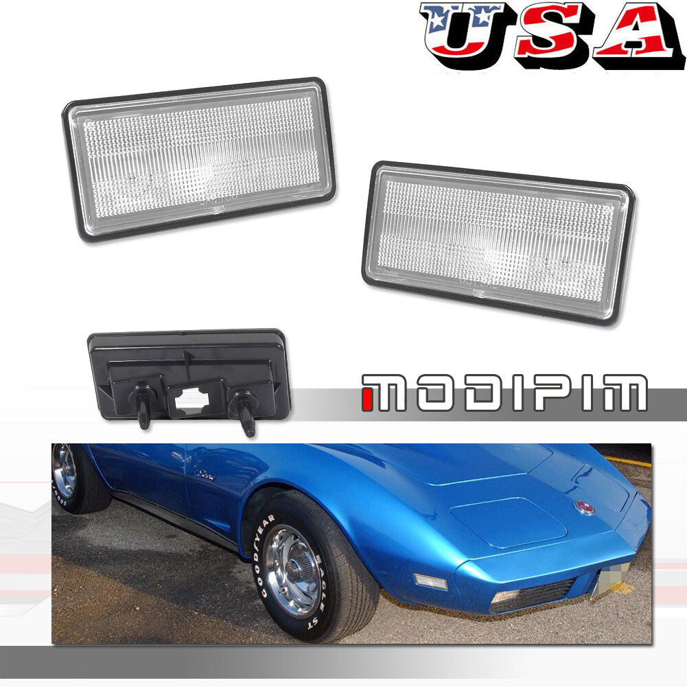 for Corvette C3 1974 - 1979 for Clear Front and Rear Marker Light Housing 2x- v