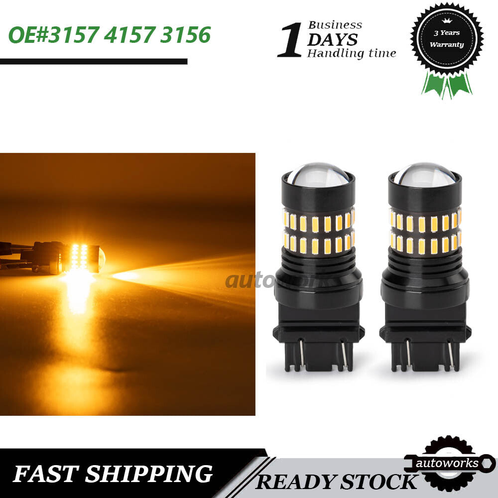 2X LED Turn Signal Light Bulb 48 LEDS for 3157 4157 3156 Anti Hyper Flash Amber