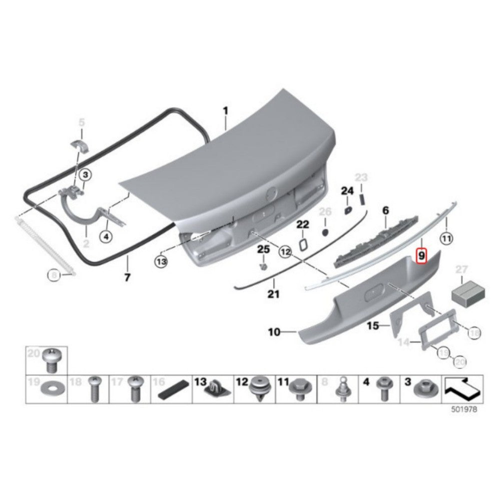 Trim Strip boot covers are suitable for BMW G11, G12, 730d, 730dX, and 730i models. (17-20-)