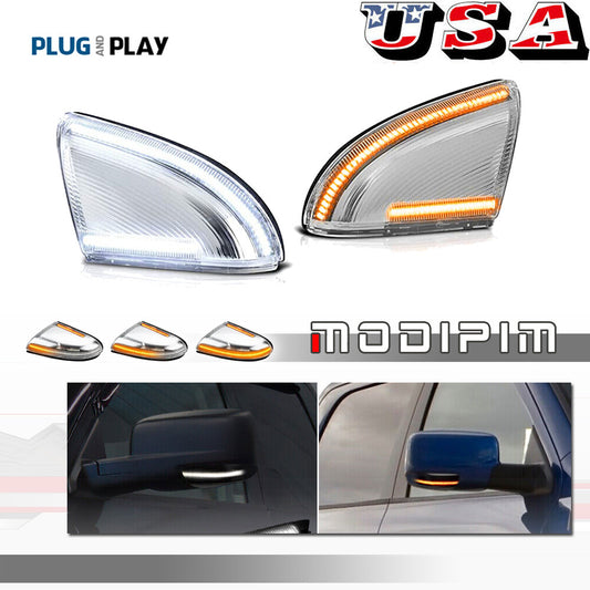 L+R Transparent Side Mirror Turn Signal LED Light Suitable for 09-18 for Dodge for Ram 1500&10-18 2500- v