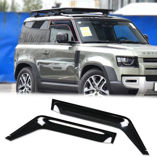 2p for Defender 90 2020-2024 Black Window Vent Visor Sun Rain Deflector Guard
