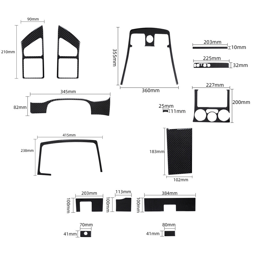 17Pcs Carbon Fiber Interior Full Sets Cover Trim Kit for Honda S2000 2000-2003 v