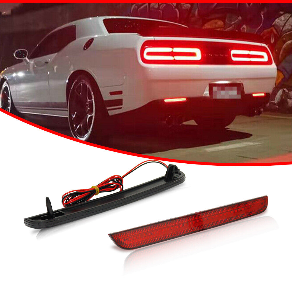 Pack Red Lens Rear Bumper Reflector Red LED Lights for 2015-2022 for Dodge for Challenger - v