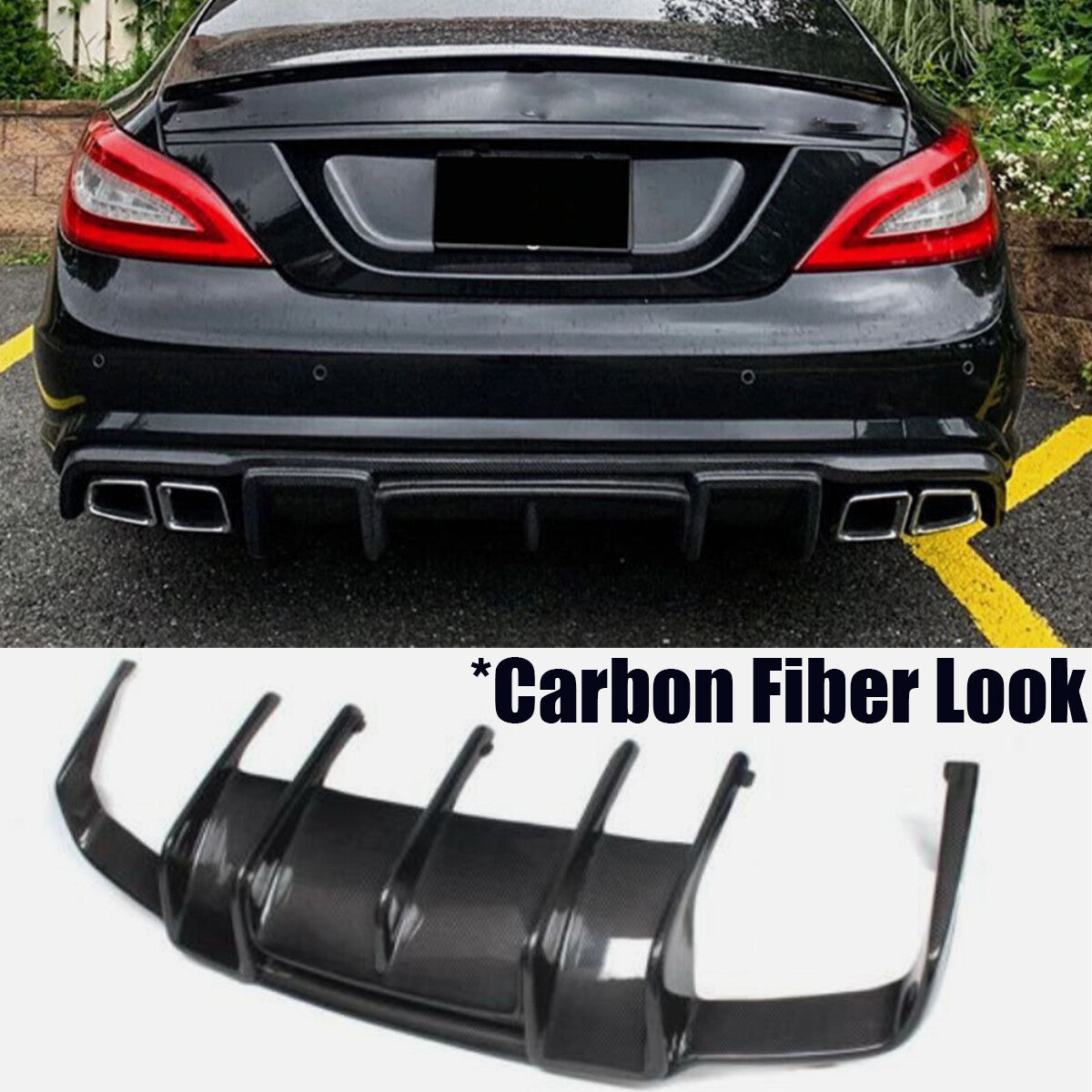 ABS rear bumper diffuser lip suitable for Mercedes-Benz W218 CLS550 CLS63 AMG 2012-18 Carbon Fiber Q