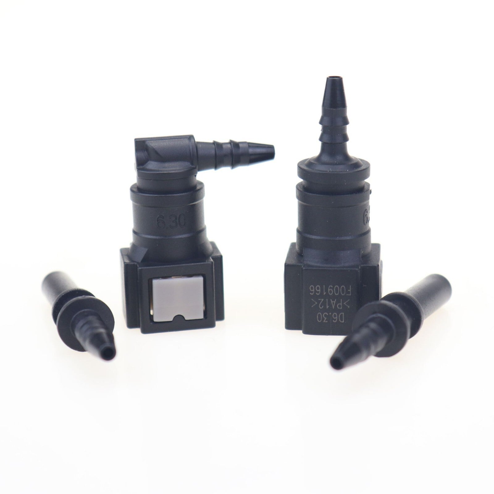 2 sets of 6.30mm SAE 1/8 inch to 1/8 inch automotive nylon fuel line hose quick release connectors