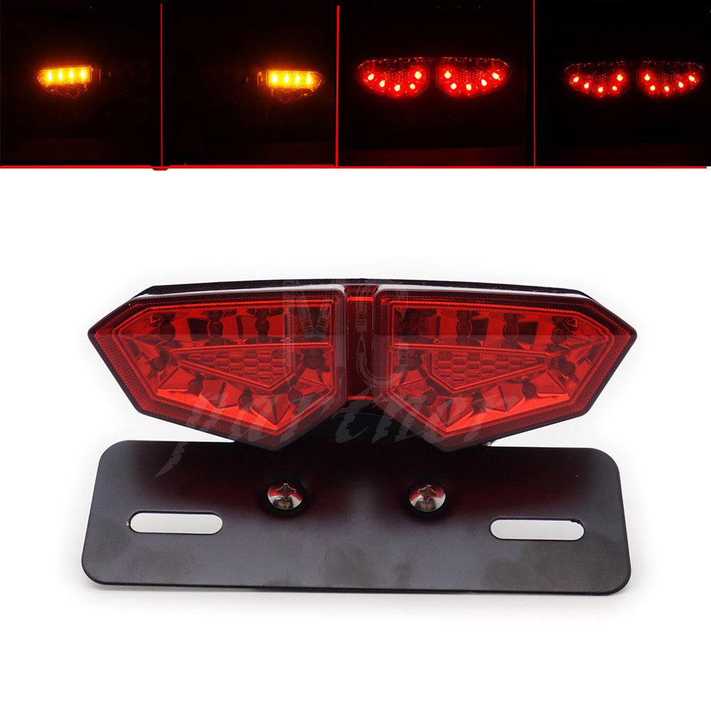 New Red LED Motorcycle Tail Brake Turn Signal License Plate Integrated Light Q