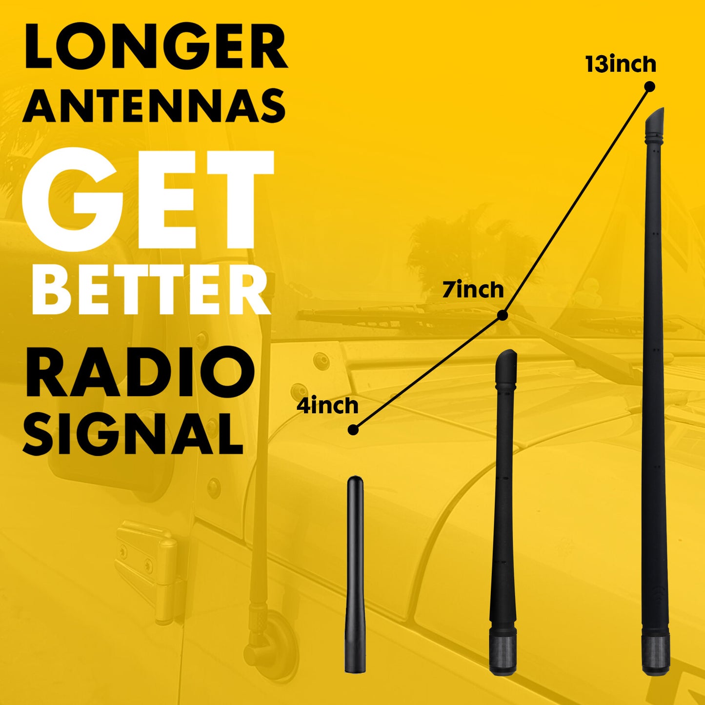 BLACK BULLET ANTENNA 50 CAL for CHEVROLET SILVERADO for GMC for SIERRA 1500/2500/3500 Q