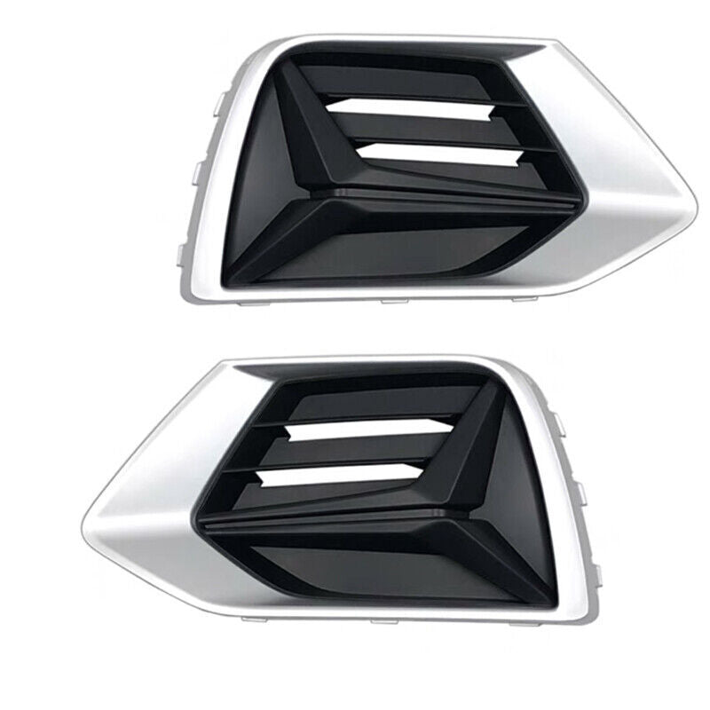 Pair for Audi Q3 2019-22 Black ABS Front Bumper Grille Fog Lamp Light Cover Trim