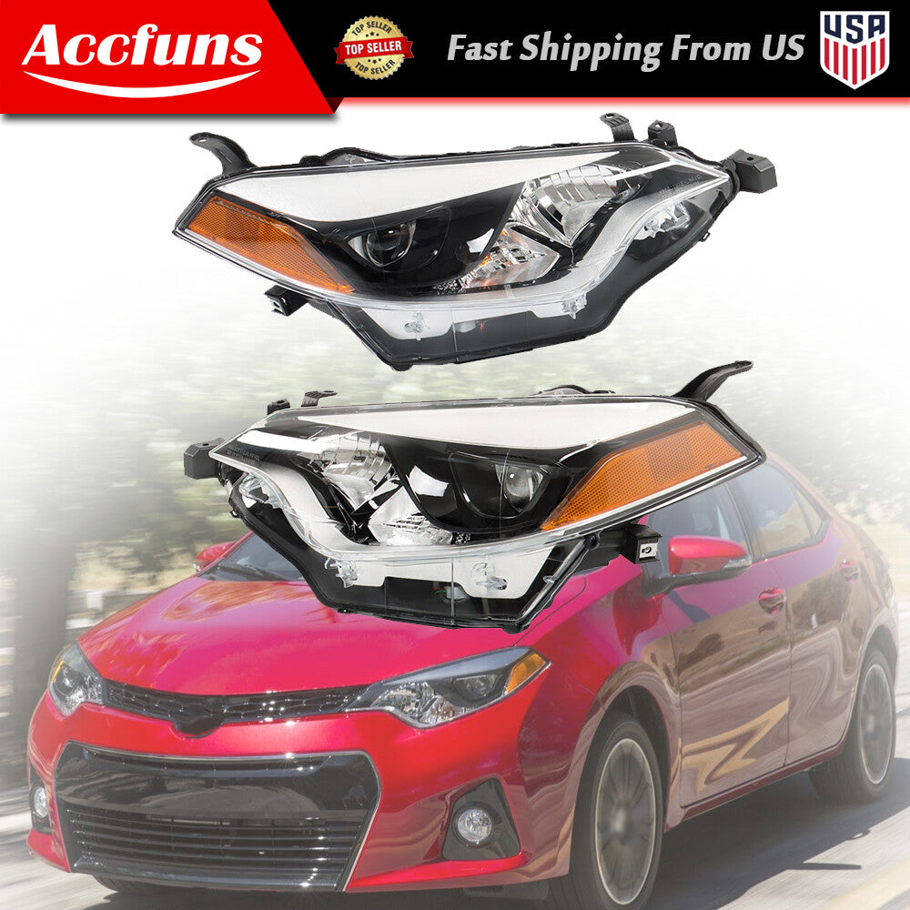 Headlight assembly pair suitable for 2014-16 for Corolla halogen LH+RH chrome black - n