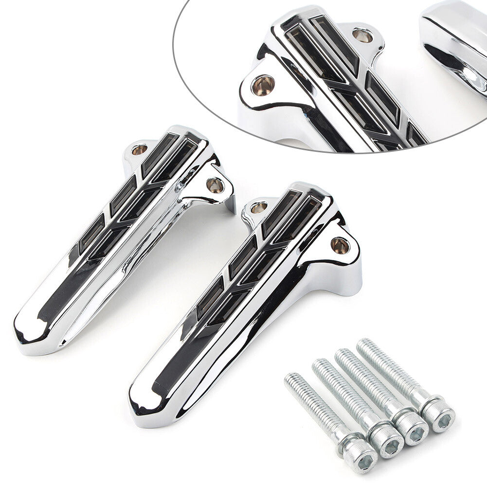 Front Lower Fork Leg Covers LED Light for Harley FLHR FLHTK FLHX Chrome-Smoken