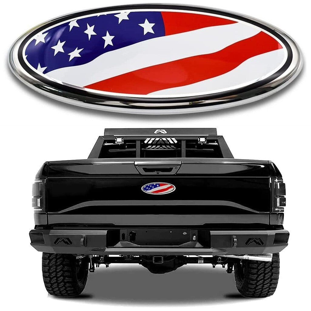 9 inch  for ford  Emblem F150 Edge US Flag Red Oval Badge FRONT GRILLE TAILGATE
