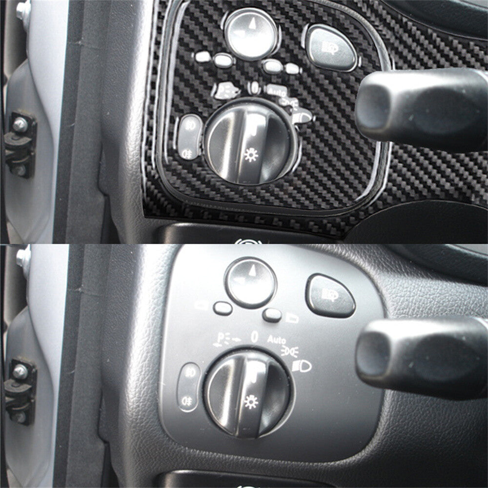 Carbon Fiber Interior Headlight Switch Button Trim for Benz C Class W203 2005-07