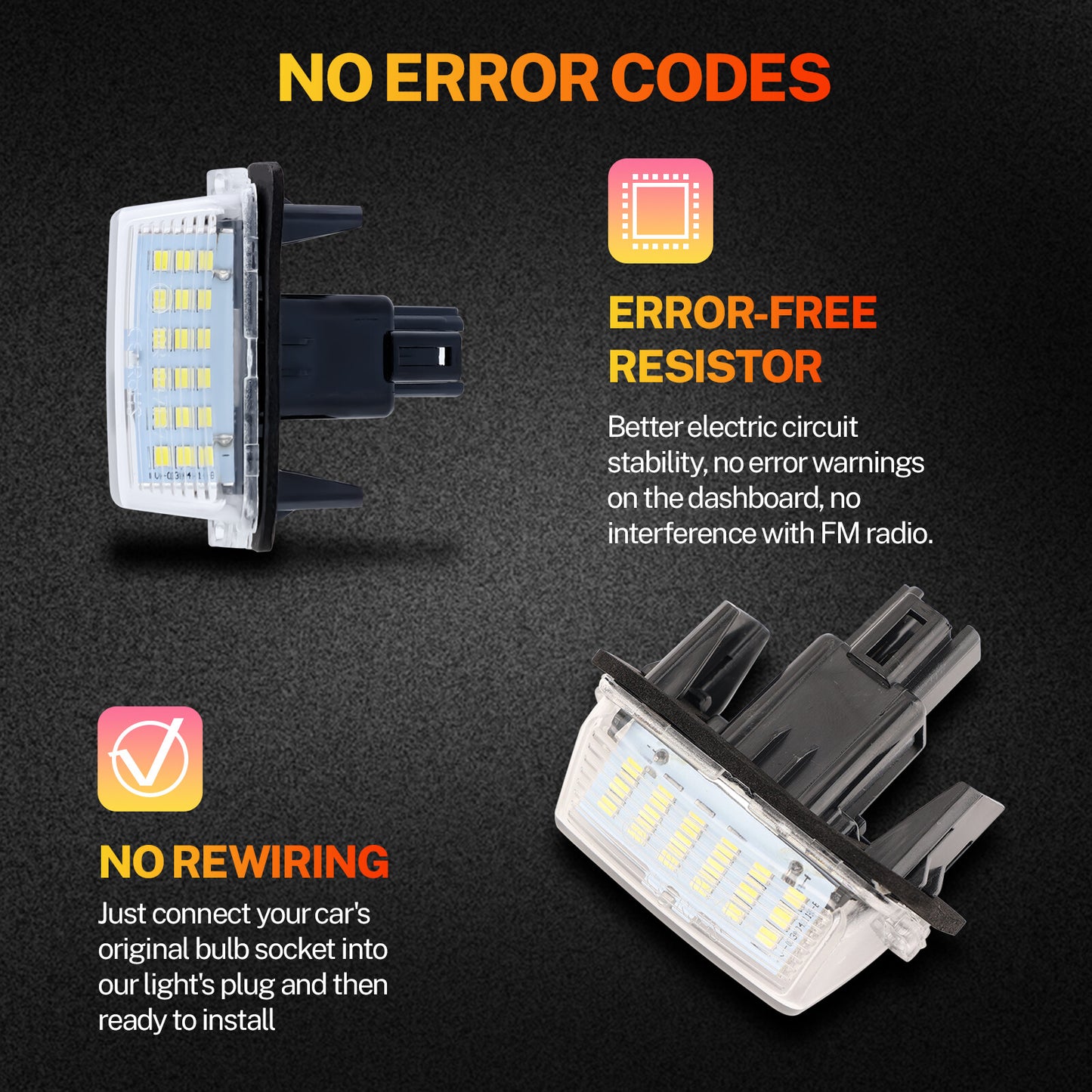 2x Rear LED License Number-Plate Light Lamp White for Toyota for Camry Yaris Prius C