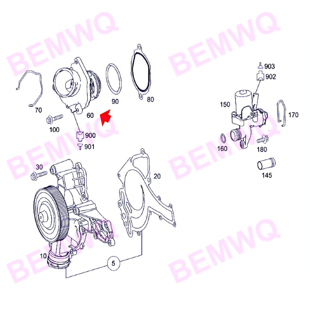 Thermostat assembly suitable for W164 W212 C300 C350 E350 ML22000415- n
