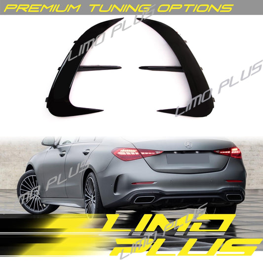 Glossy Black Rear Bumper Air Vent Trims For 2022+ for Mercedes C200 C300 Sedan W206 Q