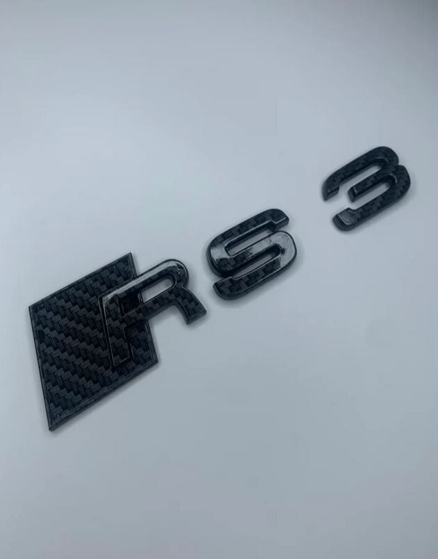 Carbon fiber rear badge boots and trunk badge stickers for Audi RS3
