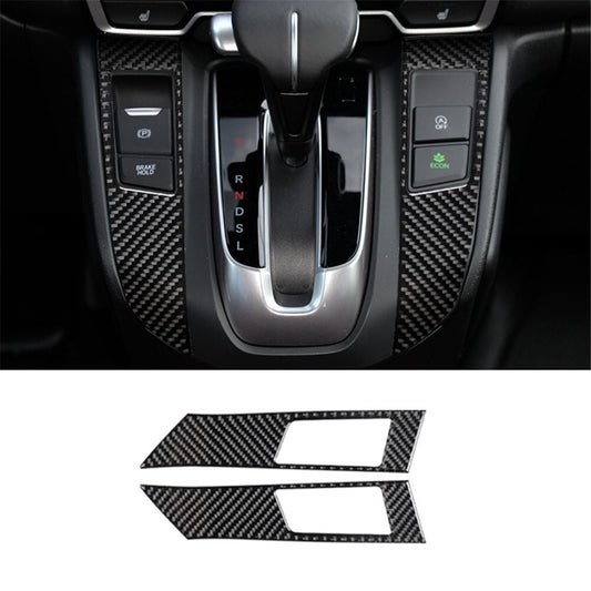 2Pcs Carbon Fiber Interior Gear Shift Button Cover Trim for Honda CR-V 2017-2021