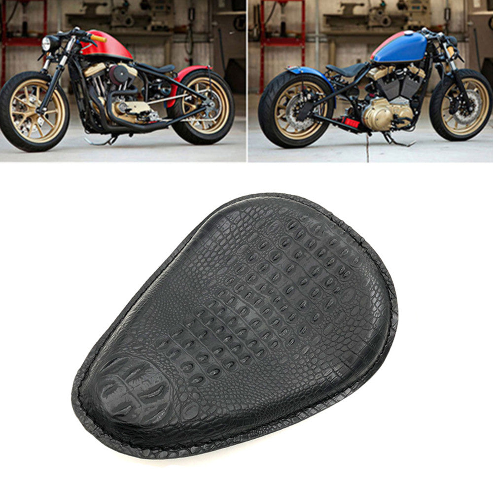 New Black Crocodile PU Leather Style Solo for Seat for Harley Chopper Bobber Custom Q