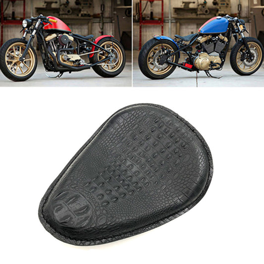 New Black Crocodile PU Leather Style Solo for Seat for Harley Chopper Bobber Custom Q