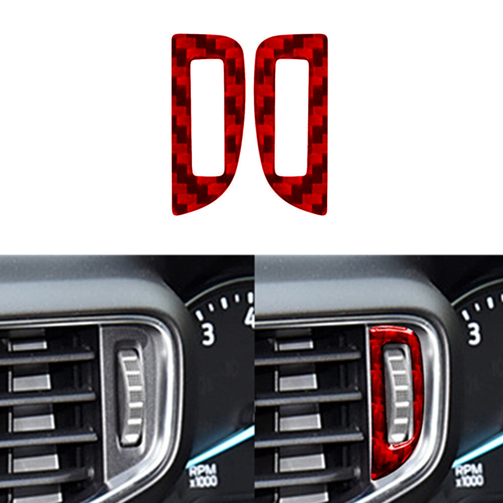 2X Red Carbon Fiber Air Vent Adjust Button Cover Trim for Ford Explorer 2020-23
