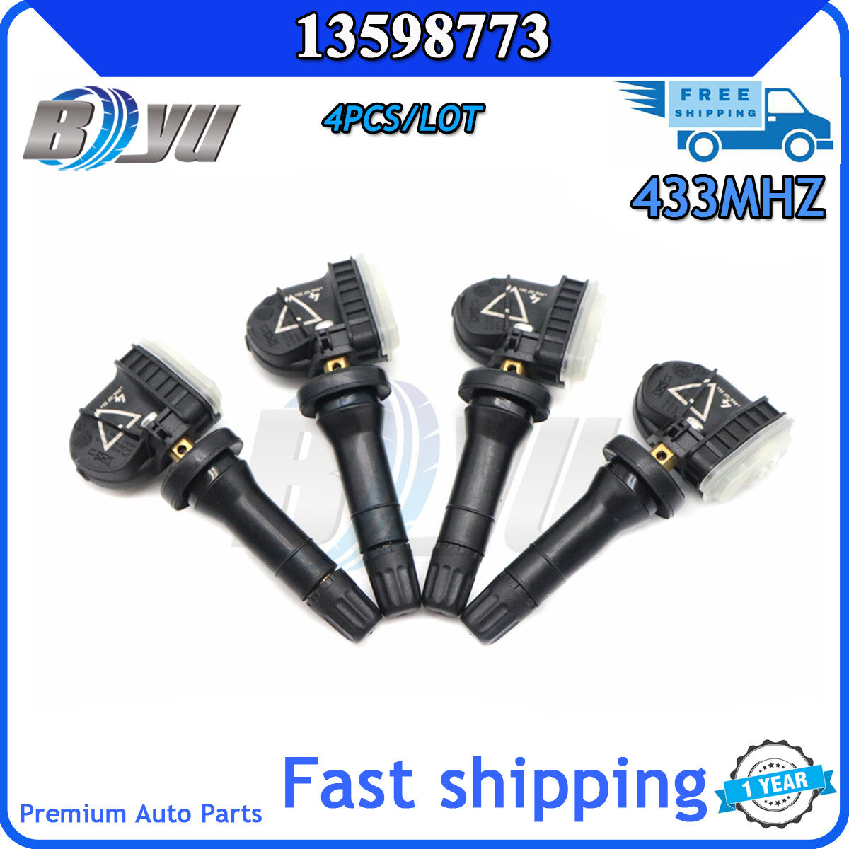 4-pack TPMS tire pressure monitoring system 13598773 suitable for Buick for GMC 433MHz v