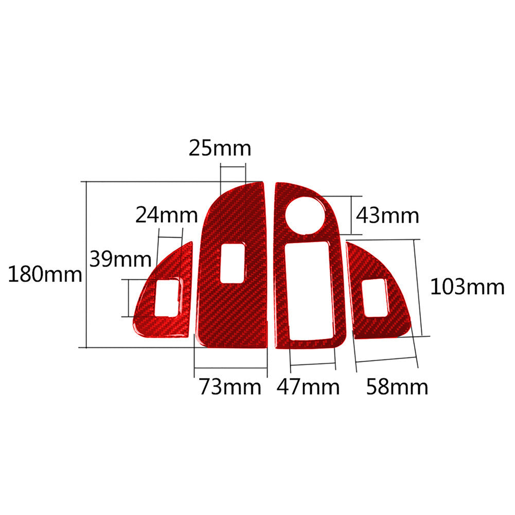 4X Red Carbon Fiber Rear Door Handle Outer Frame Trim for Jeep for Wrangler 2007-10 v