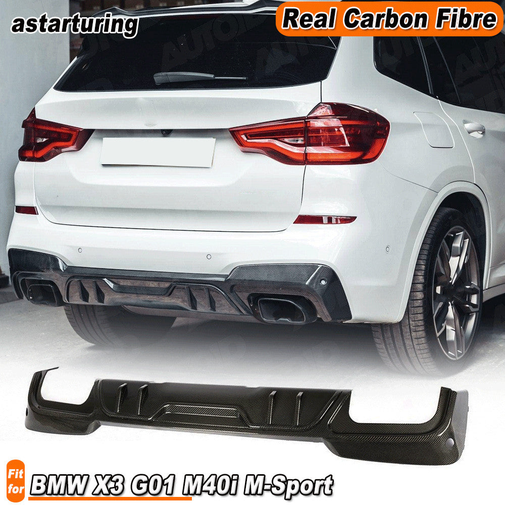for BMW X3 G01 M40i Sport 2018-2019 REAL Carbon Rear Bumper Diffuser Lip Spoiler