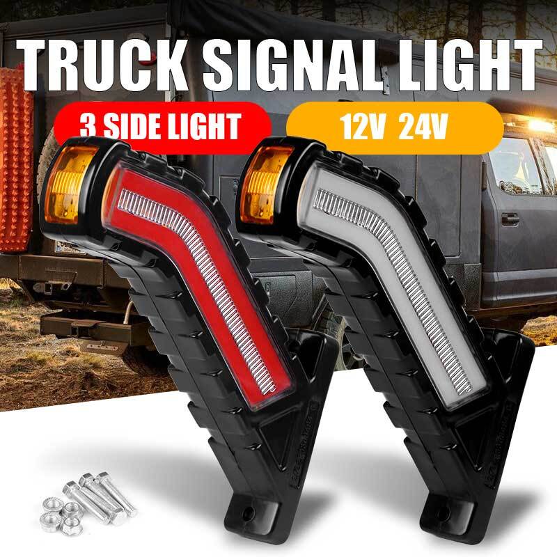 2x LED Trailer Truck RV Rear Stop Turn Signal Side Marker Flowing Outline Light