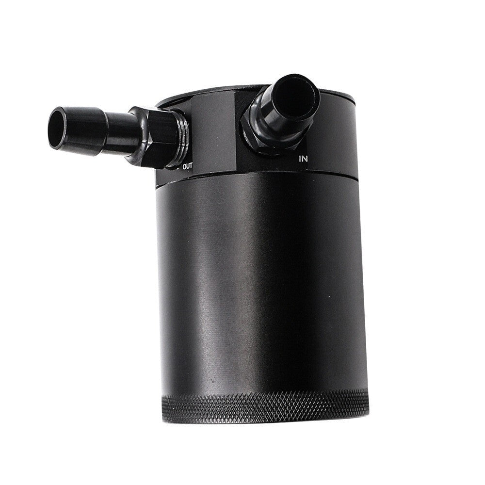 2-Port Oil Catch Can Aluminum Universal Reservoir Tank Compact w/Baffled Black?