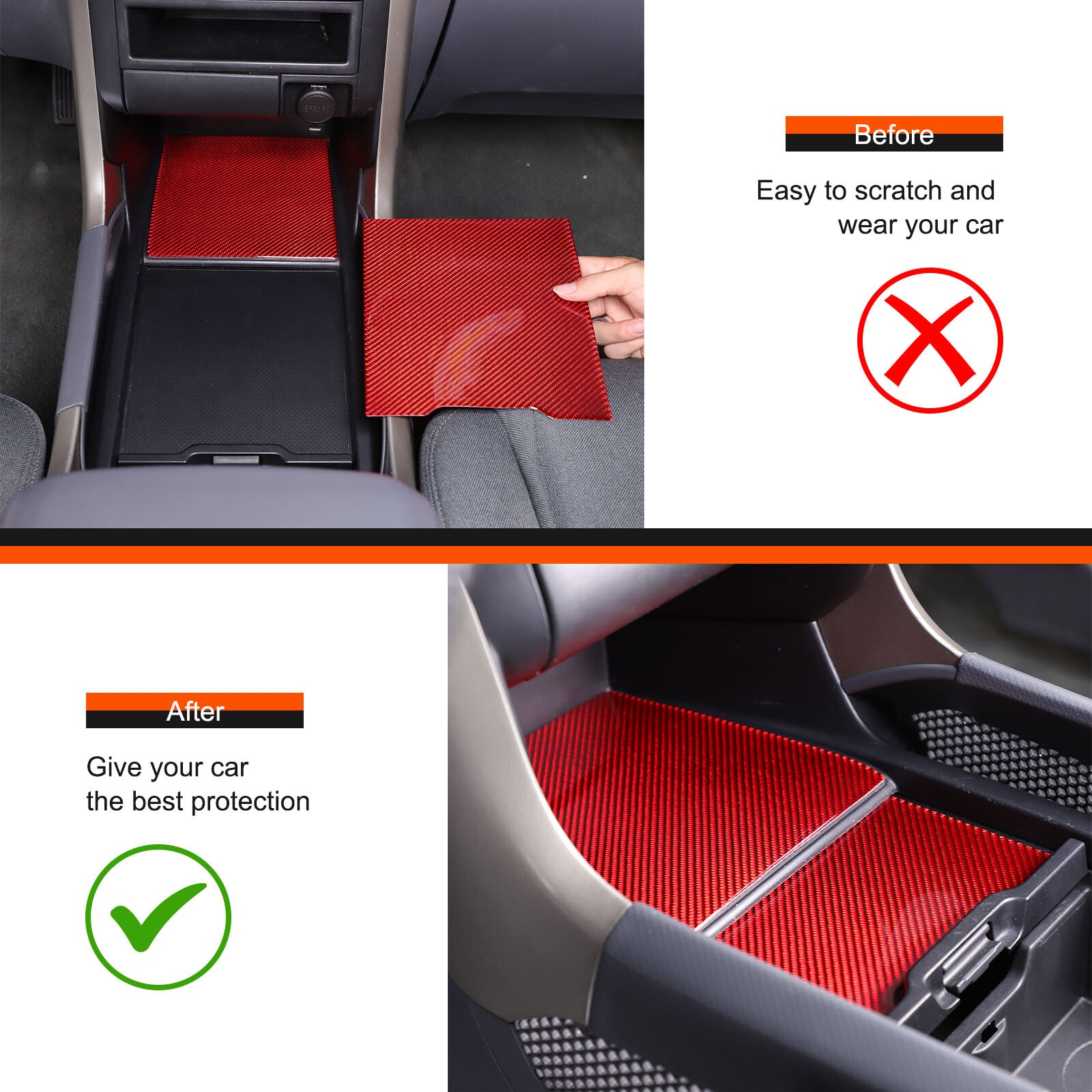 Red carbon fiber sticker for center console storage slot on for Honda Pilot 03-08- n