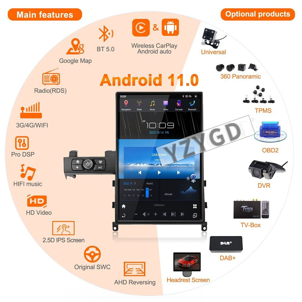 for Nissan GT-R 2008-2016 Android 2Din Car Radio CarPlay Stereo Receiver Screen