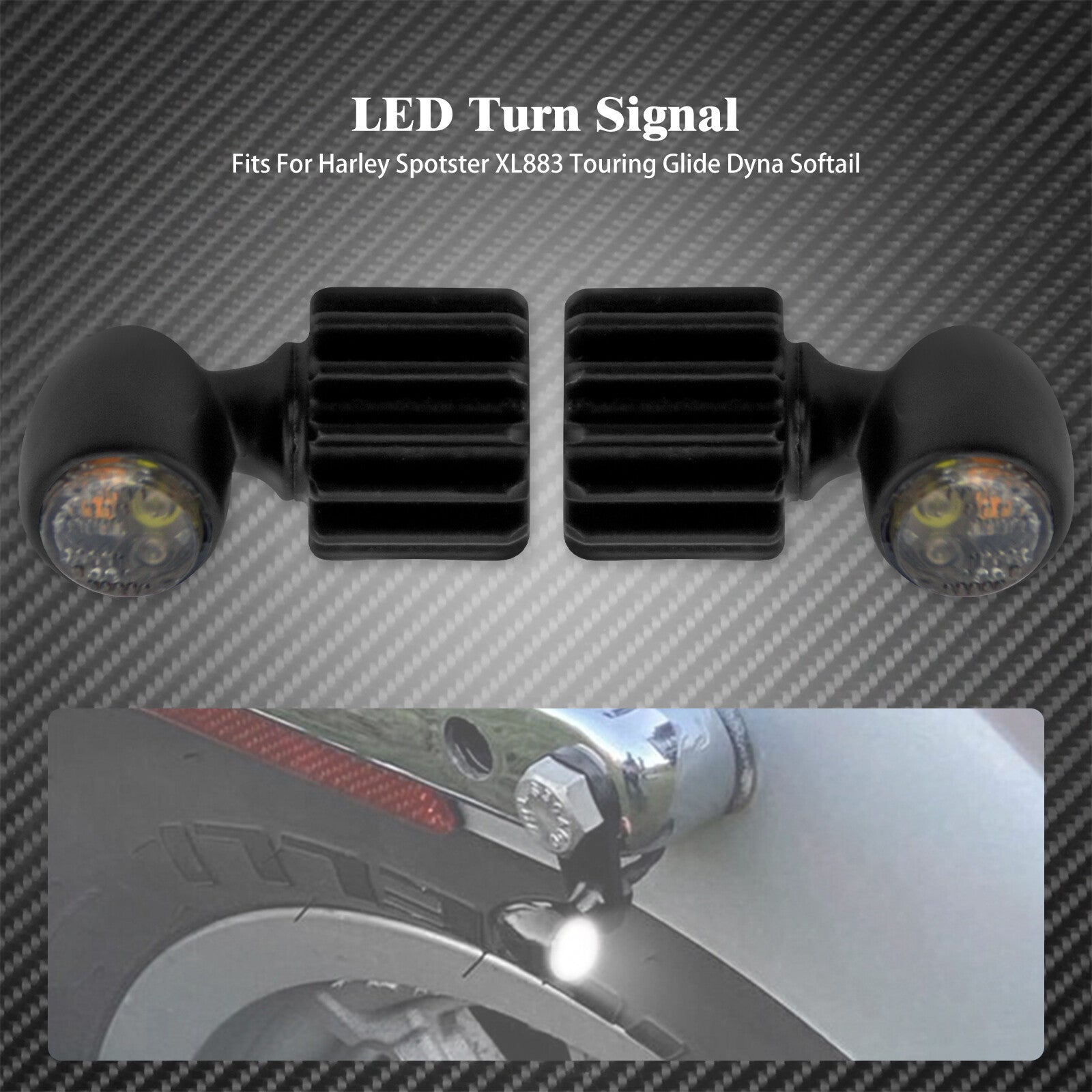 2X Black for Mini LED Turn Signal Running Indicator Blinker Light Fit for Harley FLH Q