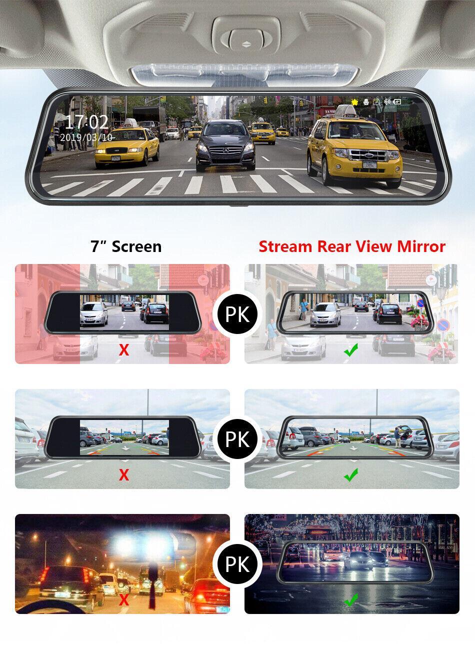 Full HD 10-inch Car DVR Rearview Mirror Dashcam with Dual Lens Camera and G Sensor - n