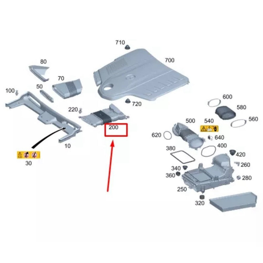 The original air intake line for the engine is suitable for Mercedes-Benz S W223 2020 - 2022.