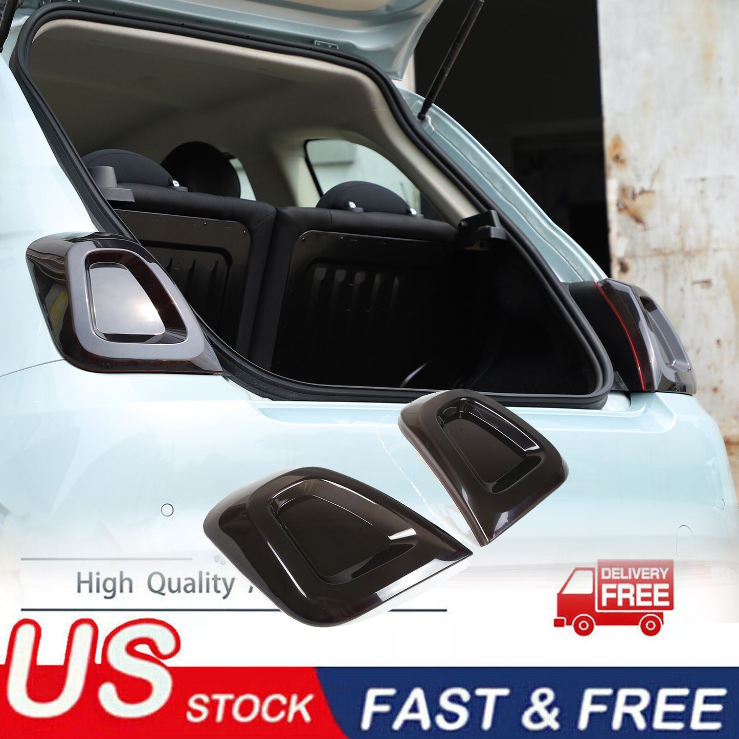 Smoked Black Rear Taillight Protector Trim for Fiat 500 2016-2022 2 Pieces