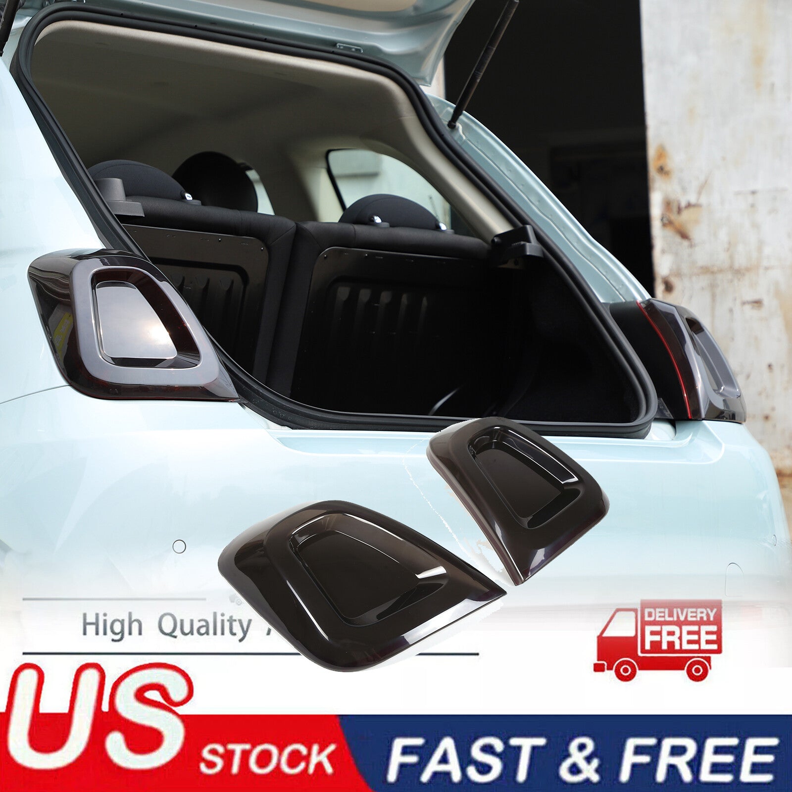 Smoked Black Rear Taillight Protector Trim for Fiat 500 2016-2022 2 Pieces