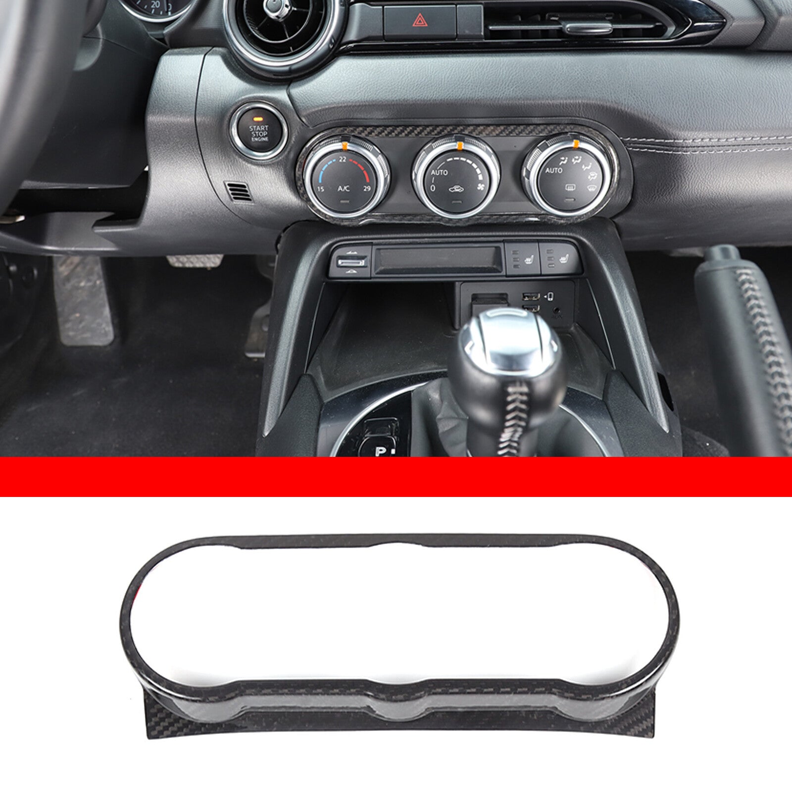 Red Carbon Inside Glass Window Lift Lock Panel Trim for Lotus EMIRA 2022 - 2024- v